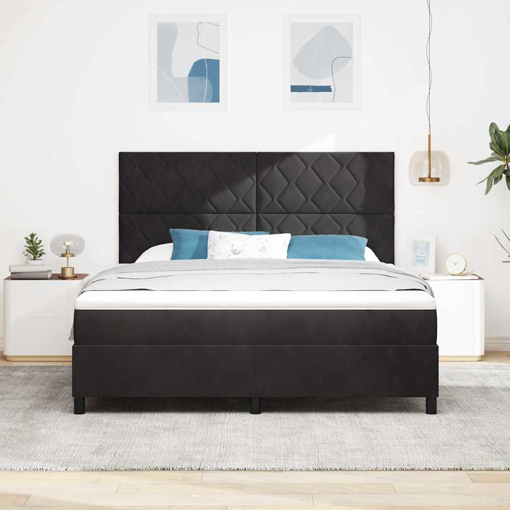 vidaXL Łóżko z sprężyną LED Z zagłówkiem Czarny 180 x 200 cm Aksamit