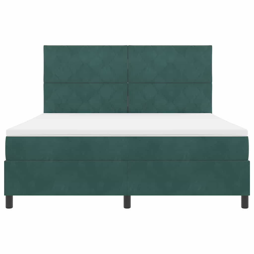 vidaXL Łóżko z sprężyną LED Ciemna zieleń 180 x 200 cm Aksamit