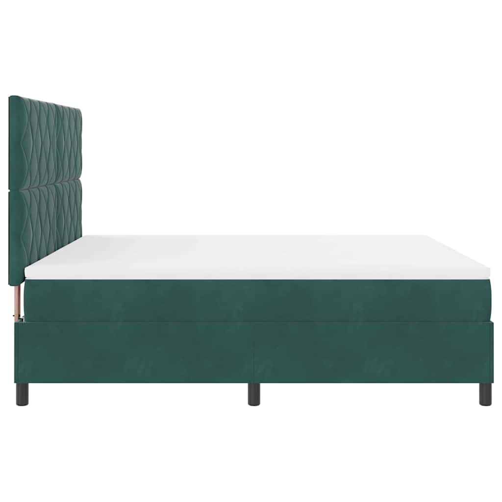 vidaXL Łóżko z sprężyną LED Ciemna zieleń 180 x 200 cm Aksamit