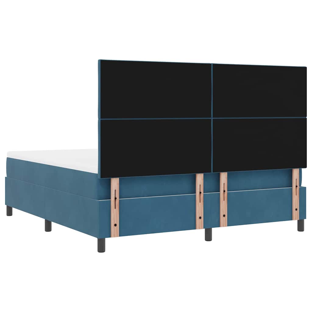 vidaXL Łóżko z sprężyną LED Ciemnoniebieski 180 x 200 cm Aksamit