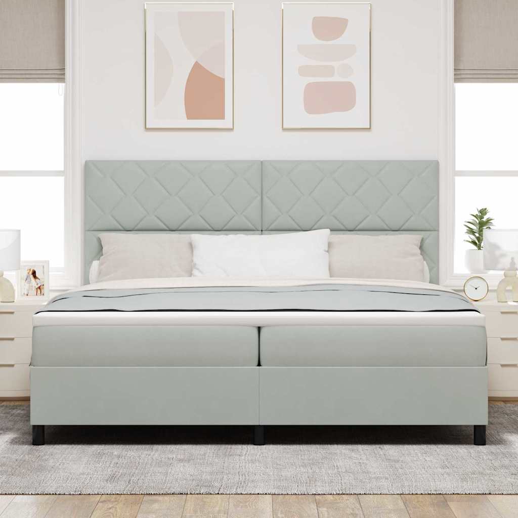 vidaXL Łóżko z sprężyną LED Jasnoszary 200 x 200 cm Aksamit