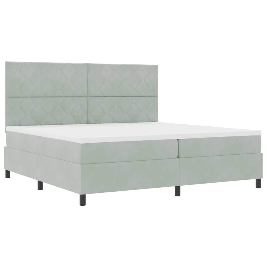 vidaXL Łóżko z sprężyną LED Jasnoszary 200 x 200 cm Aksamit