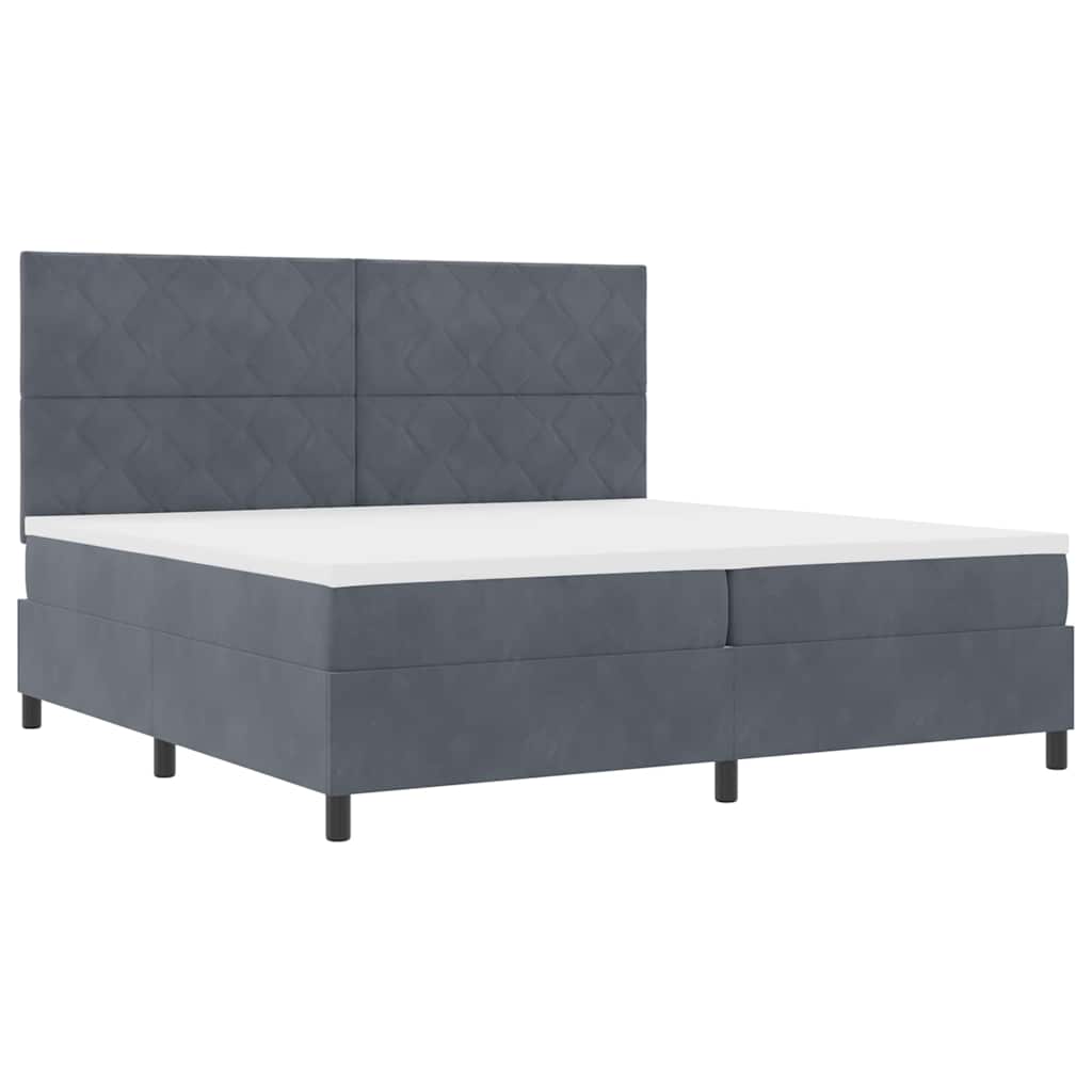 vidaXL Łóżko z sprężyną LED Ciemnoszary 200 x 200 cm Aksamit