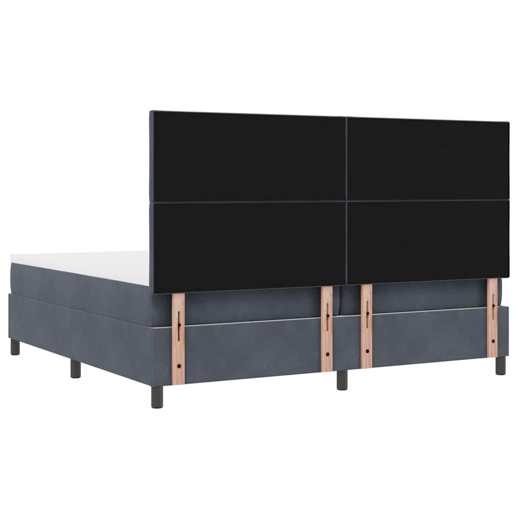 vidaXL Łóżko z sprężyną LED Ciemnoszary 200 x 200 cm Aksamit
