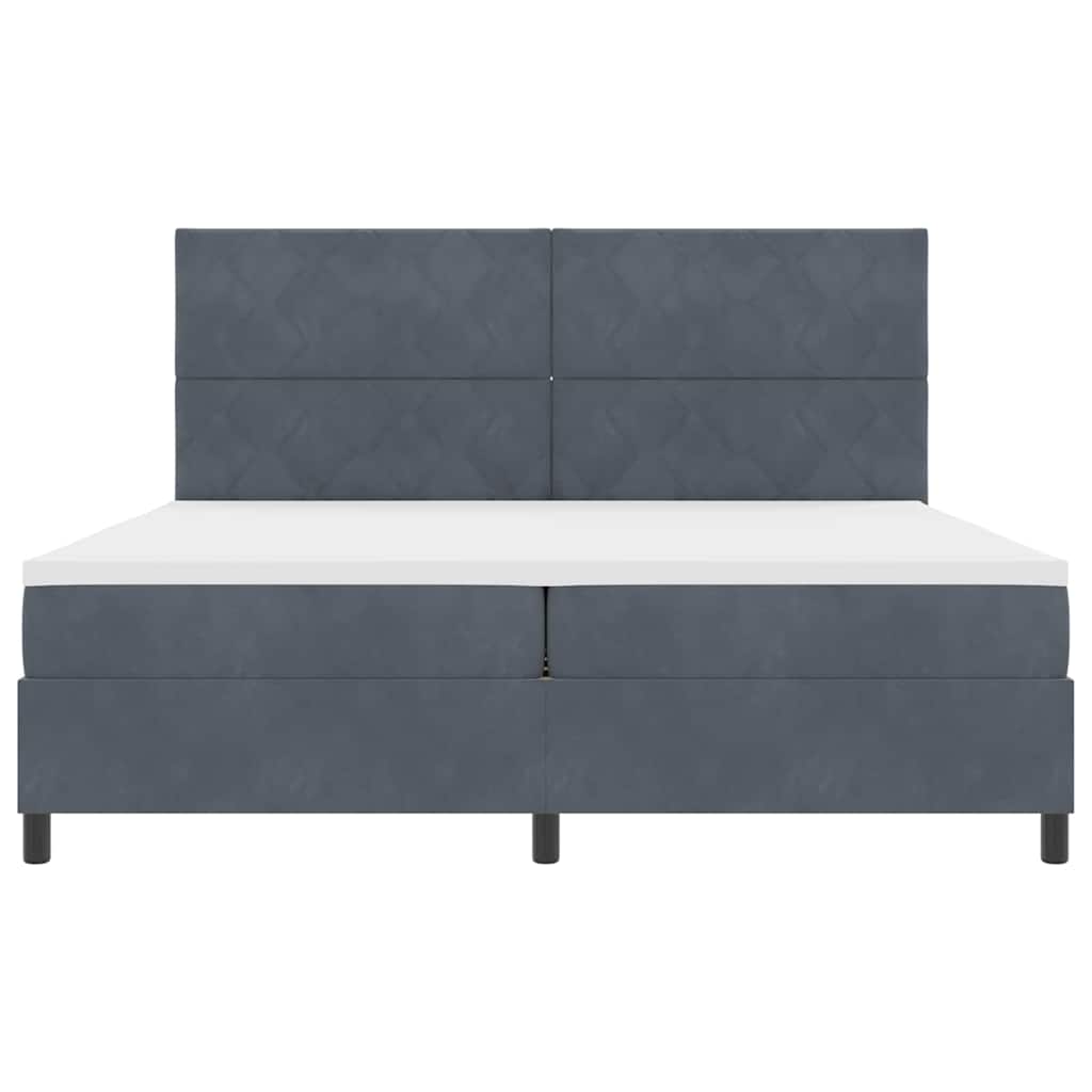 vidaXL Łóżko z sprężyną LED Ciemnoszary 200 x 200 cm Aksamit