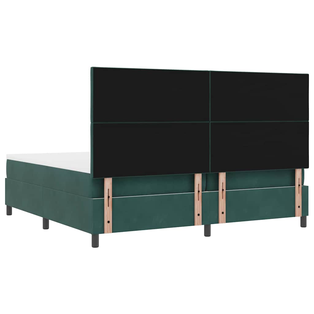 vidaXL Łóżko z sprężyną LED Ciemna zieleń 200 x 200 cm Aksamit