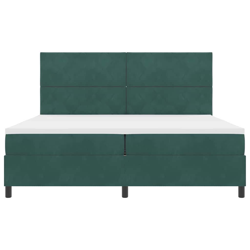 vidaXL Łóżko z sprężyną LED Ciemna zieleń 200 x 200 cm Aksamit