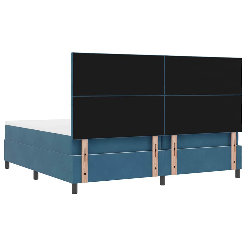 vidaXL Łóżko z sprężyną LED Ciemnoniebieski 200 x 200 cm Aksamit