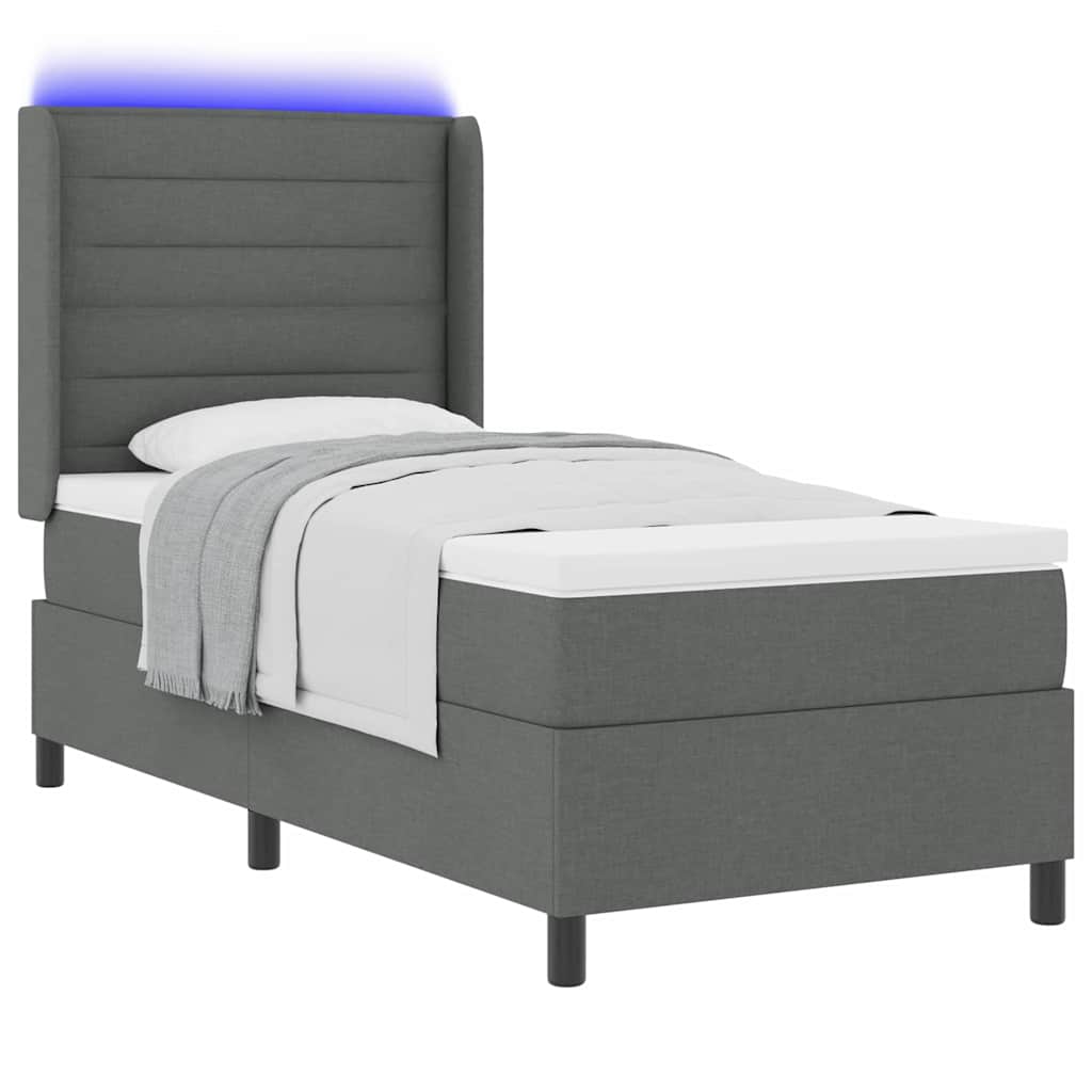 vidaXL Łóżko z sprężyną LED Ciemnoszary 80 x 200 cm tkanina