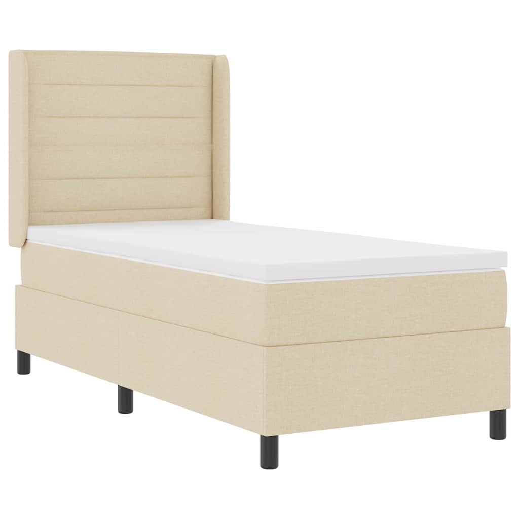 vidaXL Łóżko z sprężyną LED z materacem Kremowy 80 x 200 cm tkanina