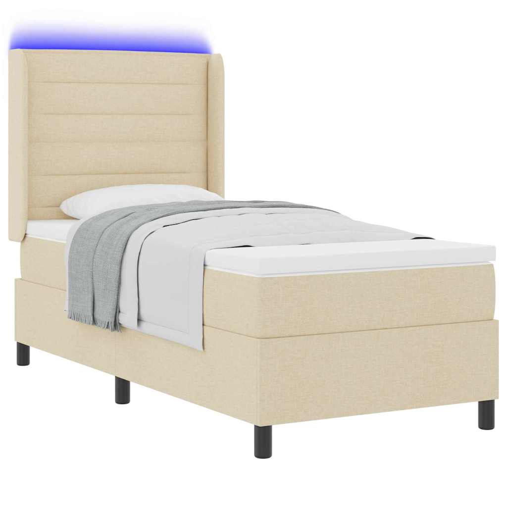 vidaXL Łóżko z sprężyną LED z materacem Kremowy 80 x 200 cm tkanina