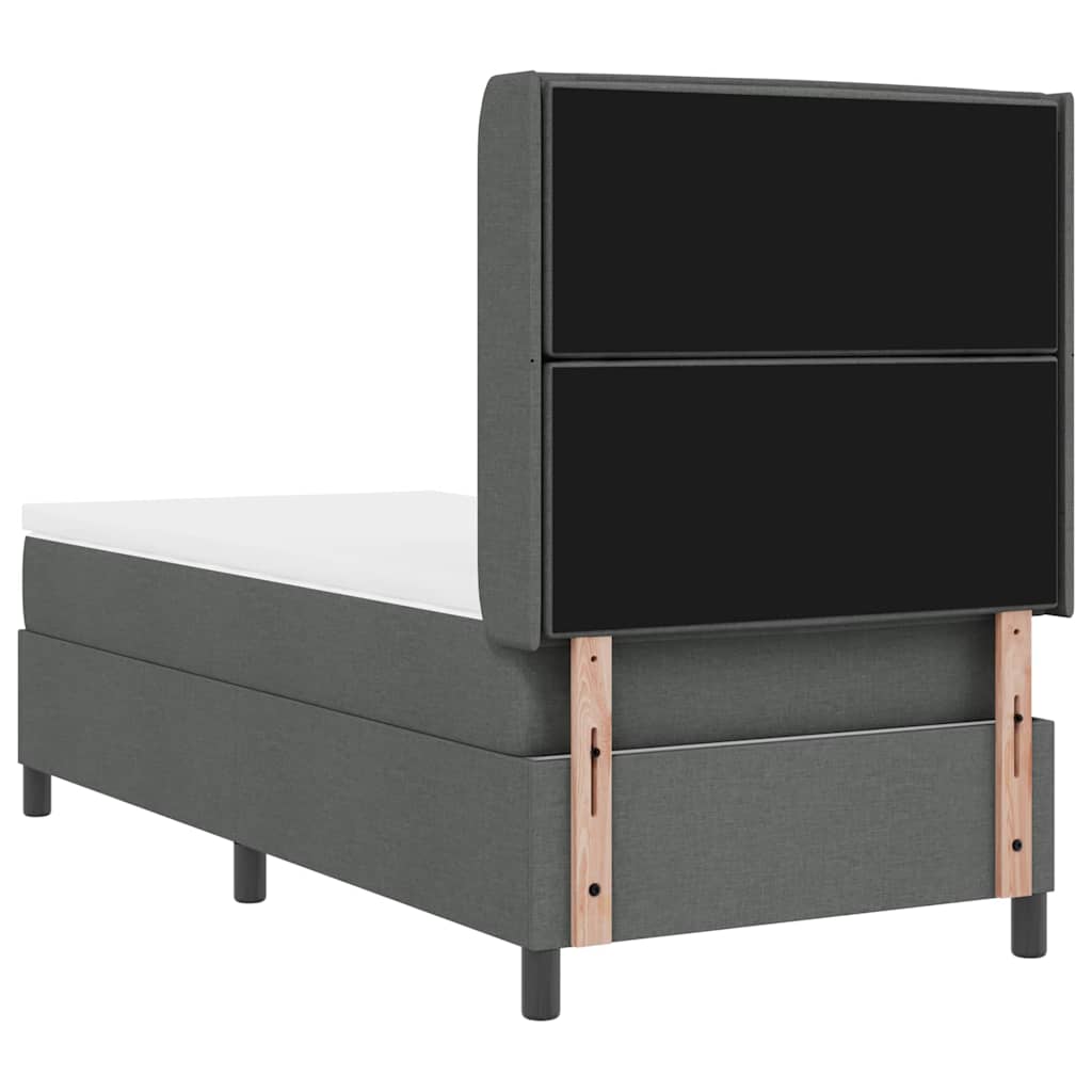 vidaXL Łóżko z sprężyną LED Ciemnoszary 90 x 190 cm tkanina