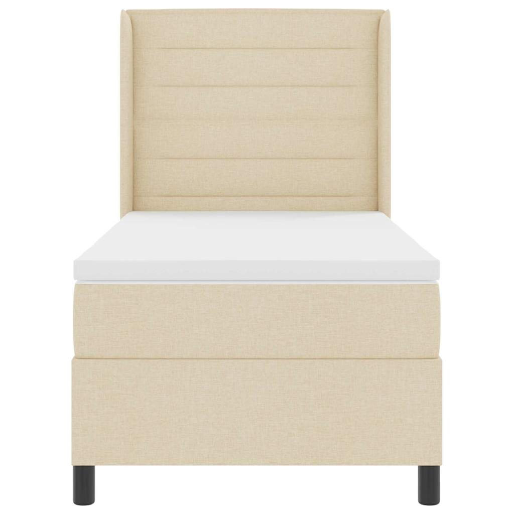vidaXL Łóżko z sprężyną LED z materacem Kremowy 90 x 190 cm tkanina