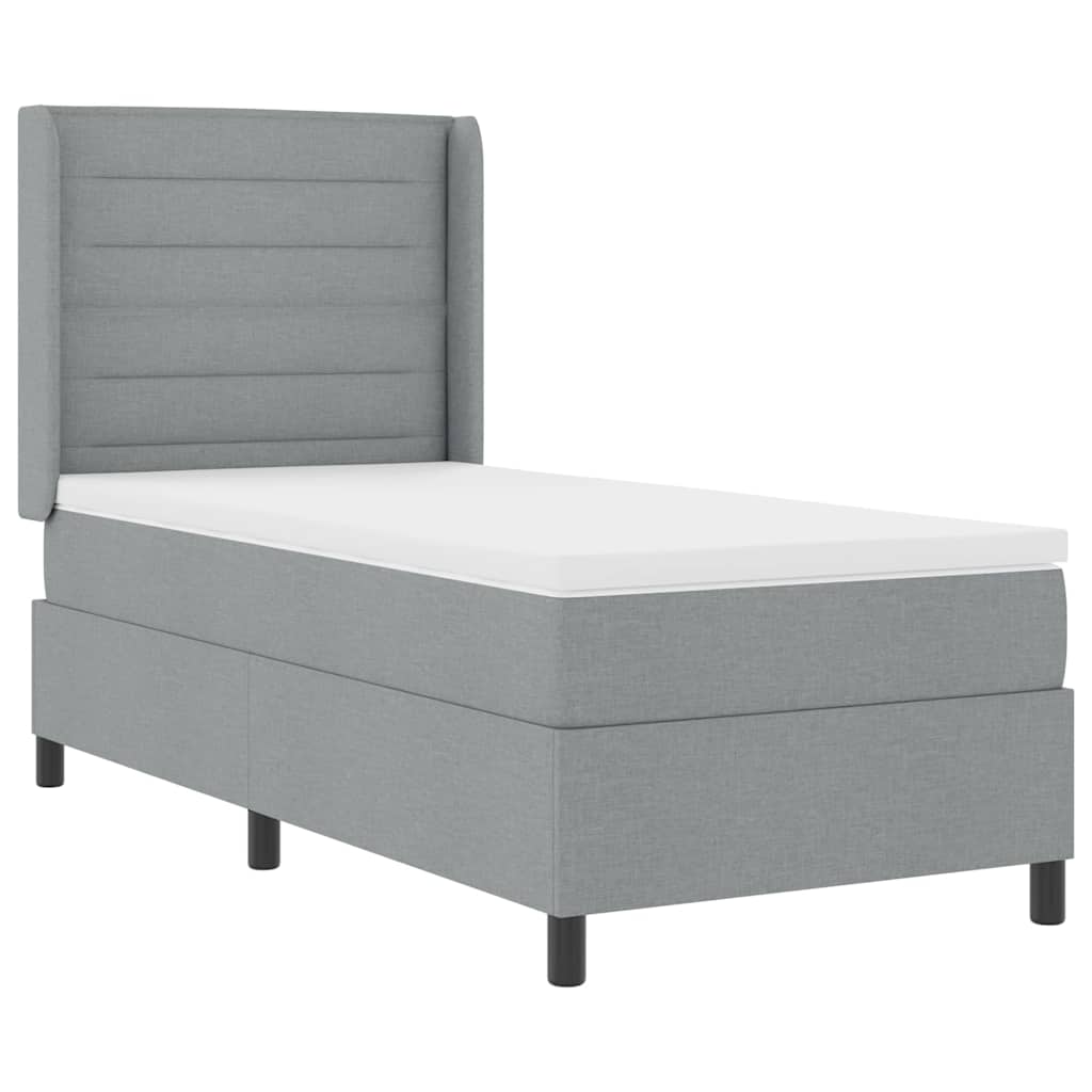 vidaXL Łóżko z sprężyną LED z materacem Jasnoszary 90 x 200 cm tkanina