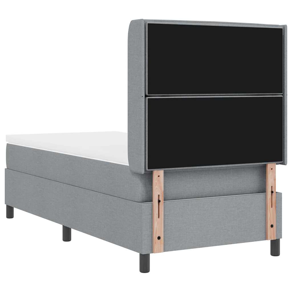 vidaXL Łóżko z sprężyną LED z materacem Jasnoszary 90 x 200 cm tkanina