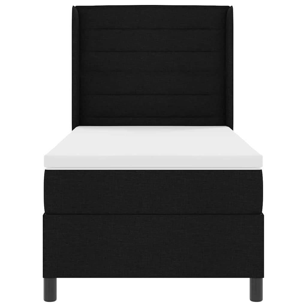 vidaXL Łóżko z sprężyną LED z materacem Czarny 90 x 200 cm tkanina