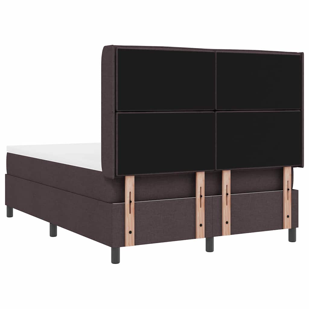vidaXL Łóżko z sprężyną LED Ciemny brąz 140 x 190 cm tkanina