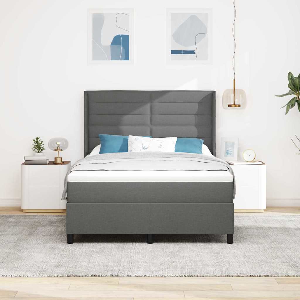 vidaXL Łóżko z sprężyną LED Ciemnoszary 140 x 200 cm tkanina