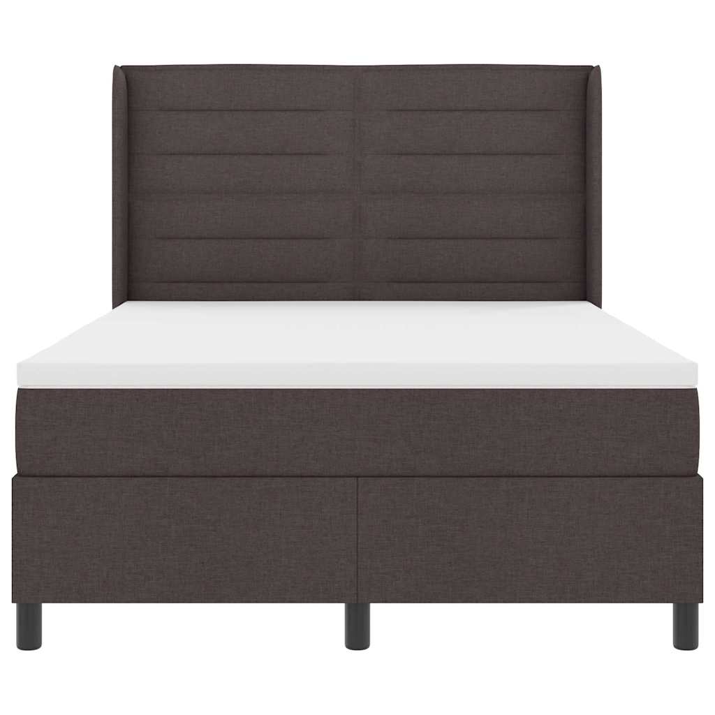 vidaXL Łóżko z sprężyną LED Ciemny brąz 160 x 200 cm tkanina