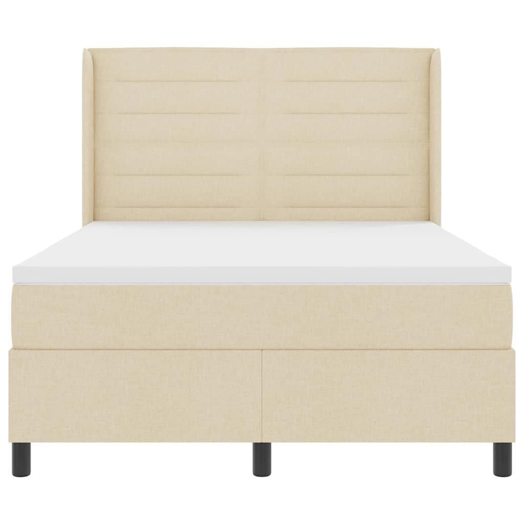 vidaXL Łóżko z sprężyną LED z materacem Kremowy 160 x 200 cm tkanina