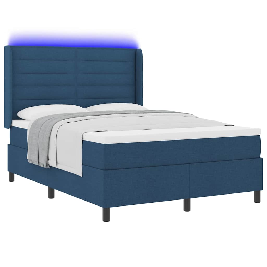 vidaXL Łóżko z sprężyną LED z materacem Niebieski 160 x 200 cm tkanina