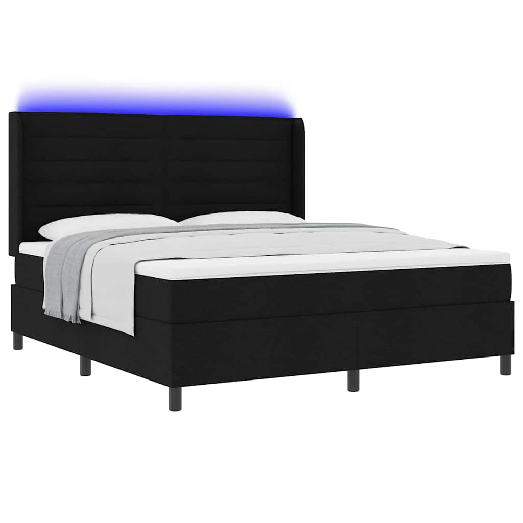 vidaXL Łóżko z sprężyną LED z materacem Czarny 180 x 200 cm tkanina