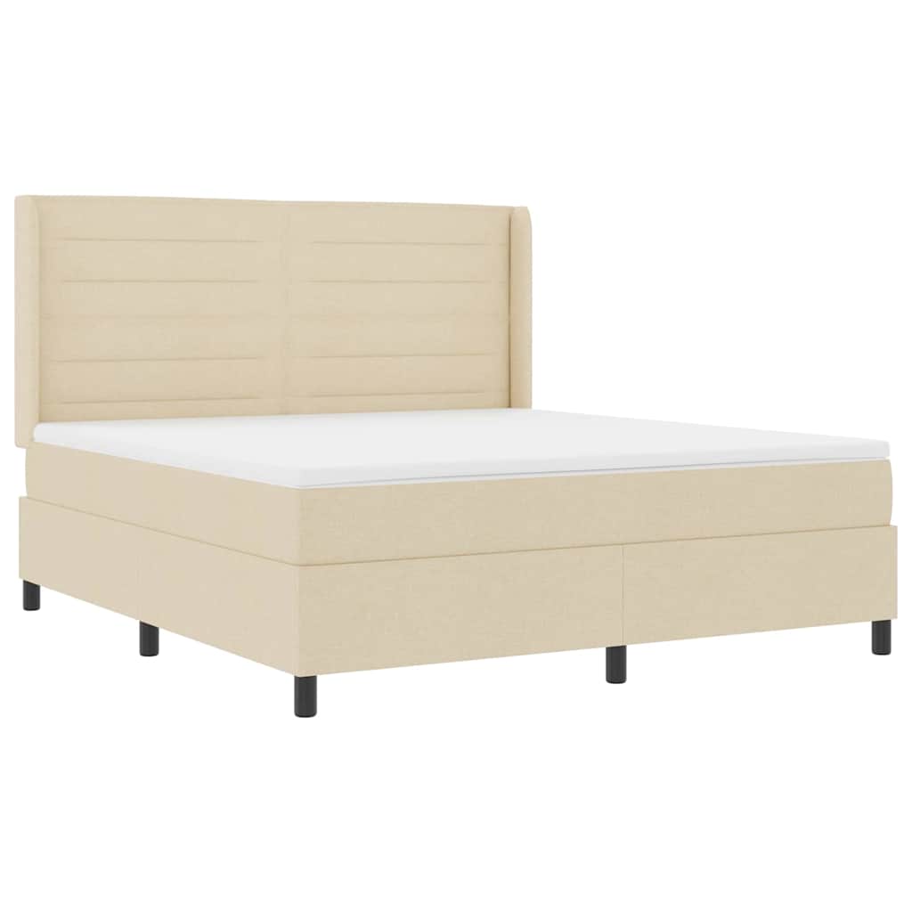 vidaXL Łóżko z sprężyną LED z materacem Kremowy 180 x 200 cm tkanina
