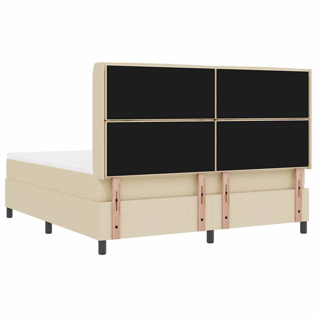 vidaXL Łóżko z sprężyną LED z materacem Kremowy 180 x 200 cm tkanina