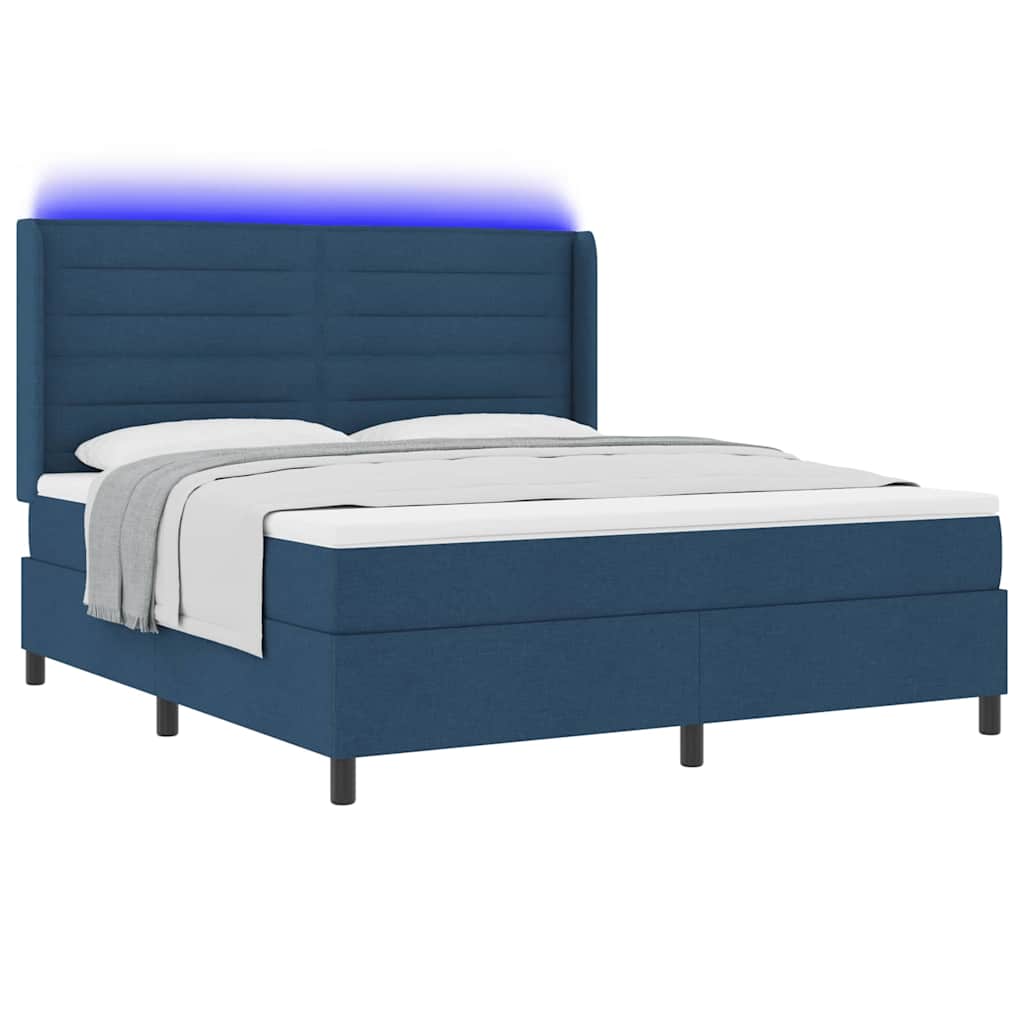 vidaXL Łóżko z sprężyną LED z materacem Niebieski 180 x 200 cm tkanina