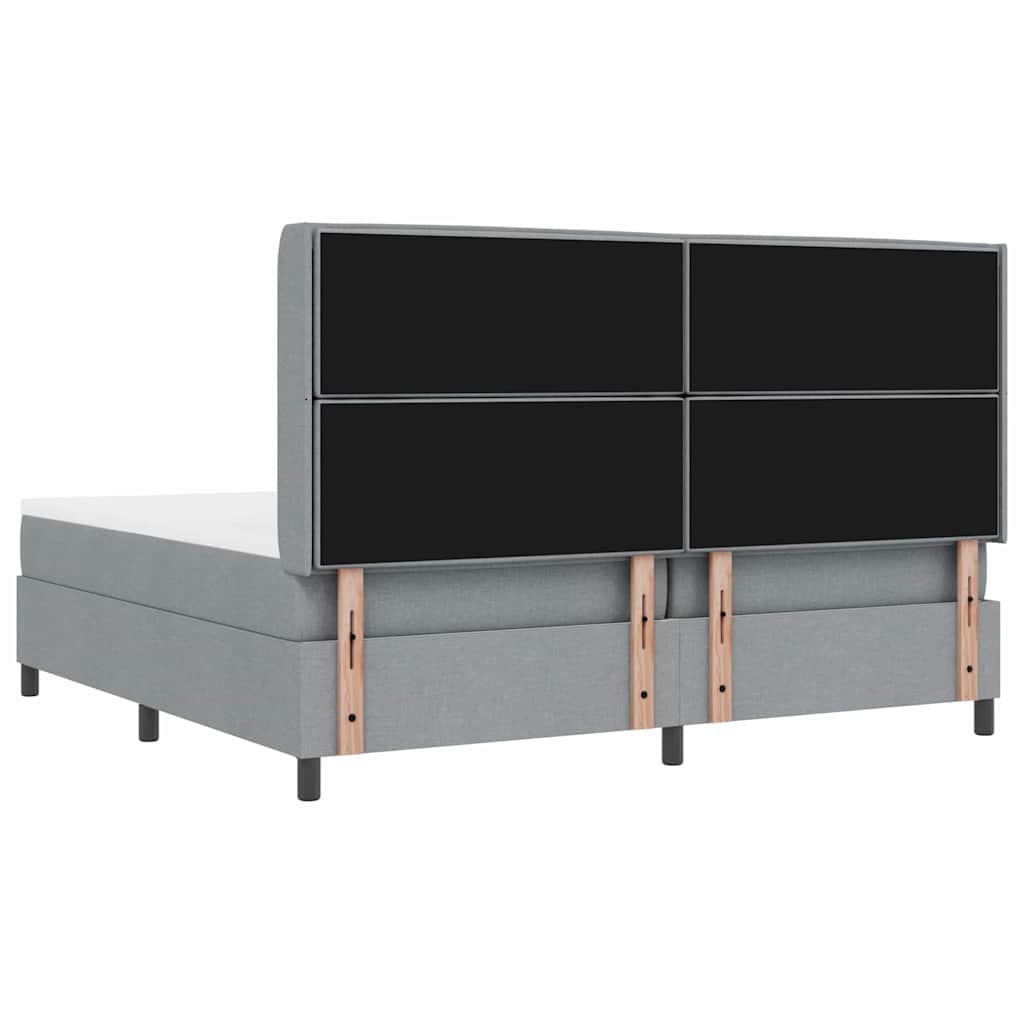 vidaXL Łóżko z sprężyną LED Jasnoszary 200 x 200 cm tkanina