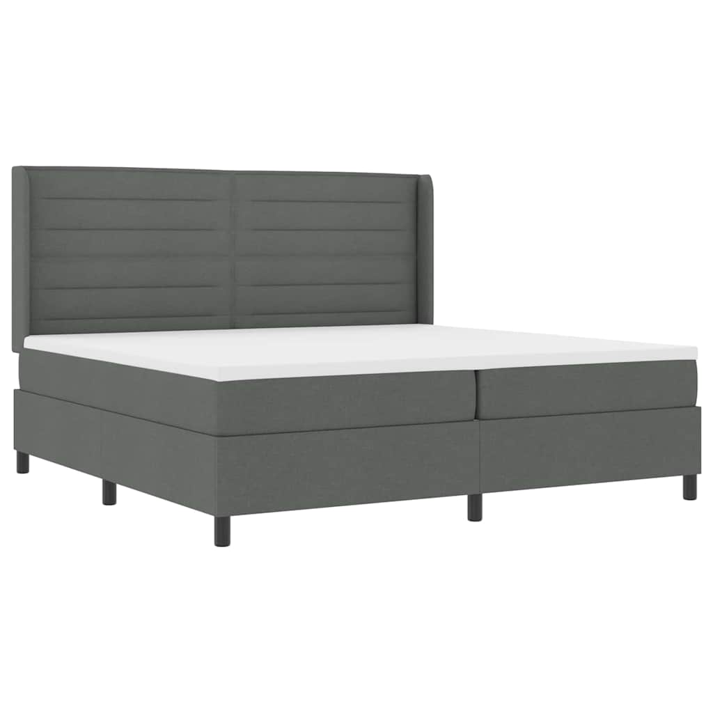 vidaXL Łóżko z sprężyną LED Ciemnoszary 200 x 200 cm tkanina