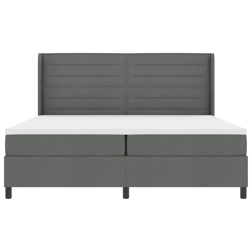 vidaXL Łóżko z sprężyną LED Ciemnoszary 200 x 200 cm tkanina