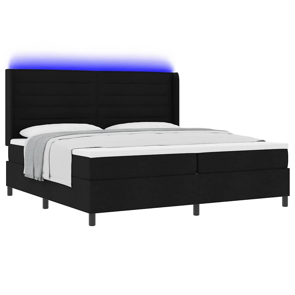 vidaXL Łóżko z sprężyną LED z materacem Czarny 200 x 200 cm tkanina