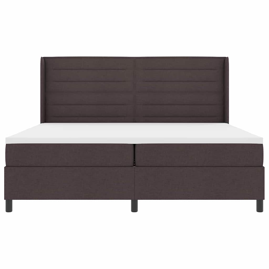 vidaXL Łóżko z sprężyną LED Ciemny brąz 200 x 200 cm tkanina