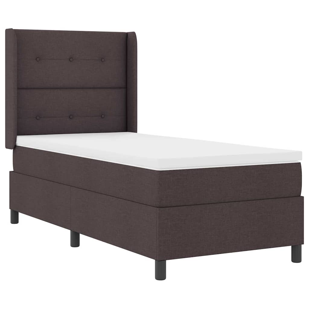 vidaXL Łóżko z sprężyną LED Ciemny brąz 100 x 200 cm tkanina