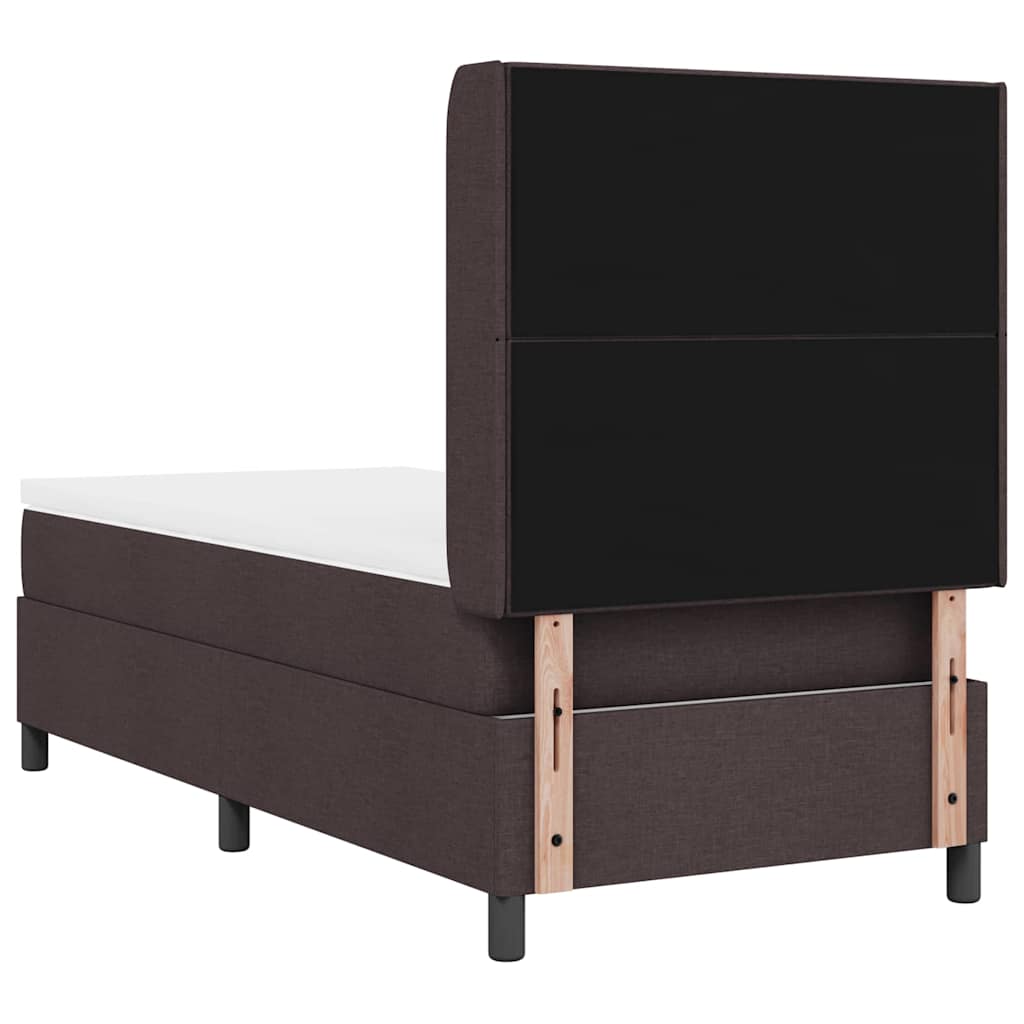vidaXL Łóżko z sprężyną LED Ciemny brąz 100 x 200 cm tkanina