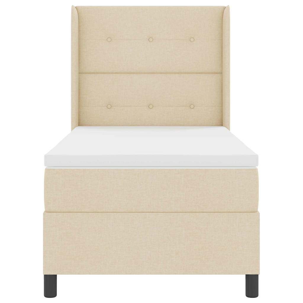 vidaXL Łóżko z sprężyną LED z materacem Kremowy 100 x 200 cm tkanina