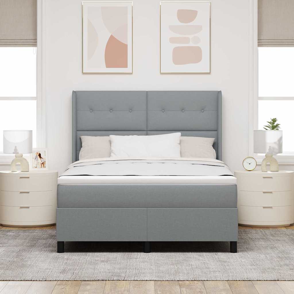 vidaXL Łóżko z sprężyną LED Jasnoszary 140 x 200 cm tkanina