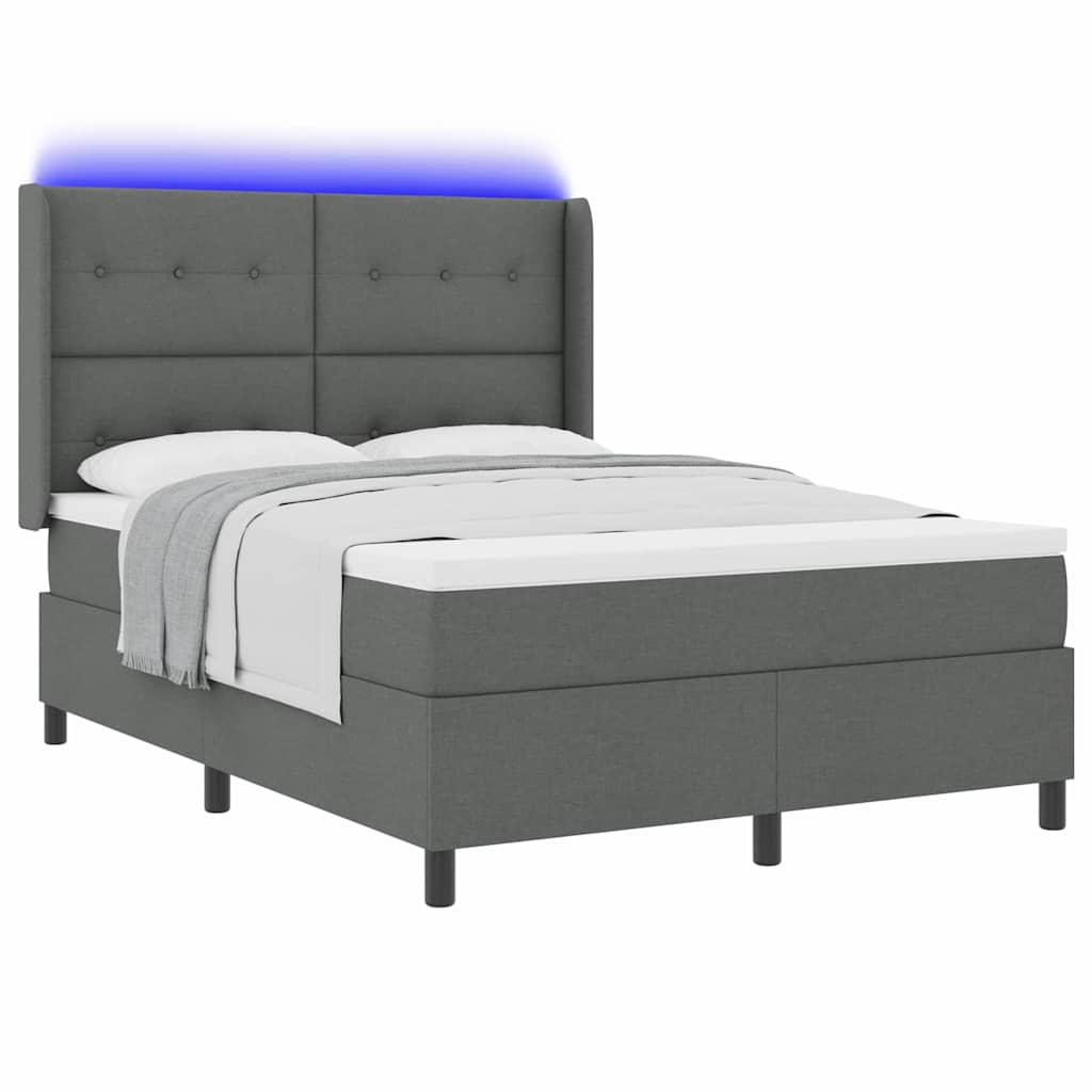 vidaXL Łóżko z sprężyną LED Ciemnoszary 160 x 200 cm tkanina
