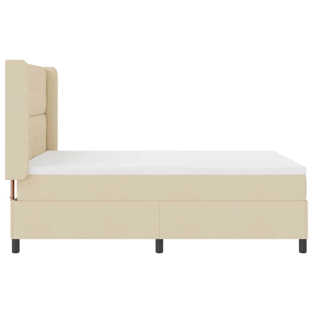 vidaXL Łóżko z sprężyną LED Z zagłówkiem Kremowy 160 x 200 cm tkanina
