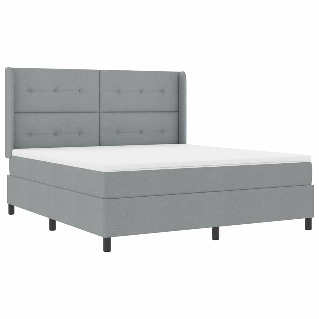 vidaXL Łóżko z sprężyną LED Jasnoszary 180 x 200 cm tkanina