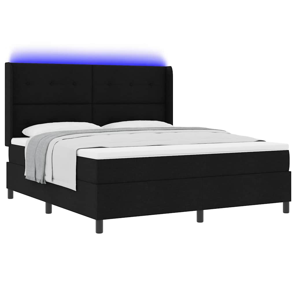 vidaXL Łóżko z sprężyną LED z materacem Czarny 180 x 200 cm tkanina