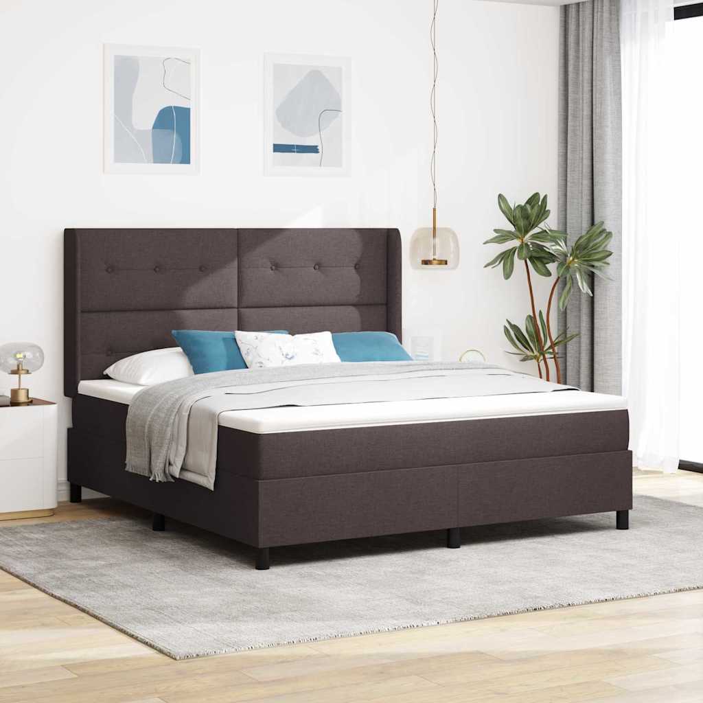 vidaXL Łóżko z sprężyną LED Ciemny brąz 180 x 200 cm tkanina