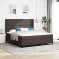 vidaXL Łóżko z sprężyną LED Ciemny brąz 180 x 200 cm tkanina