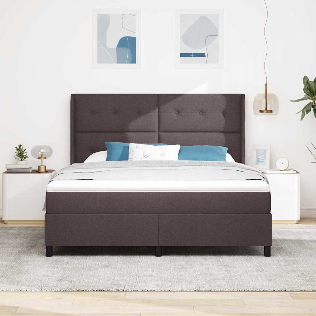 vidaXL Łóżko z sprężyną LED Ciemny brąz 180 x 200 cm tkanina