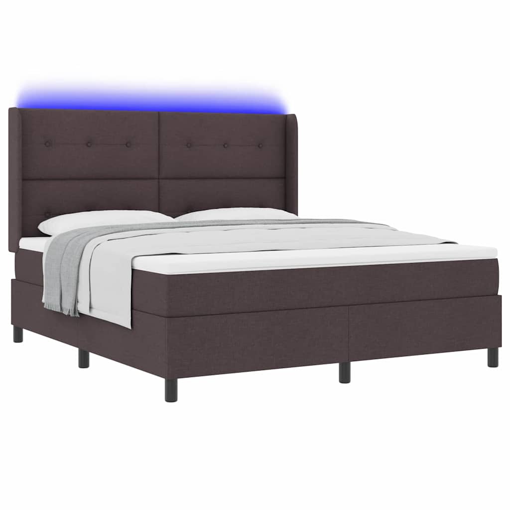 vidaXL Łóżko z sprężyną LED Ciemny brąz 180 x 200 cm tkanina