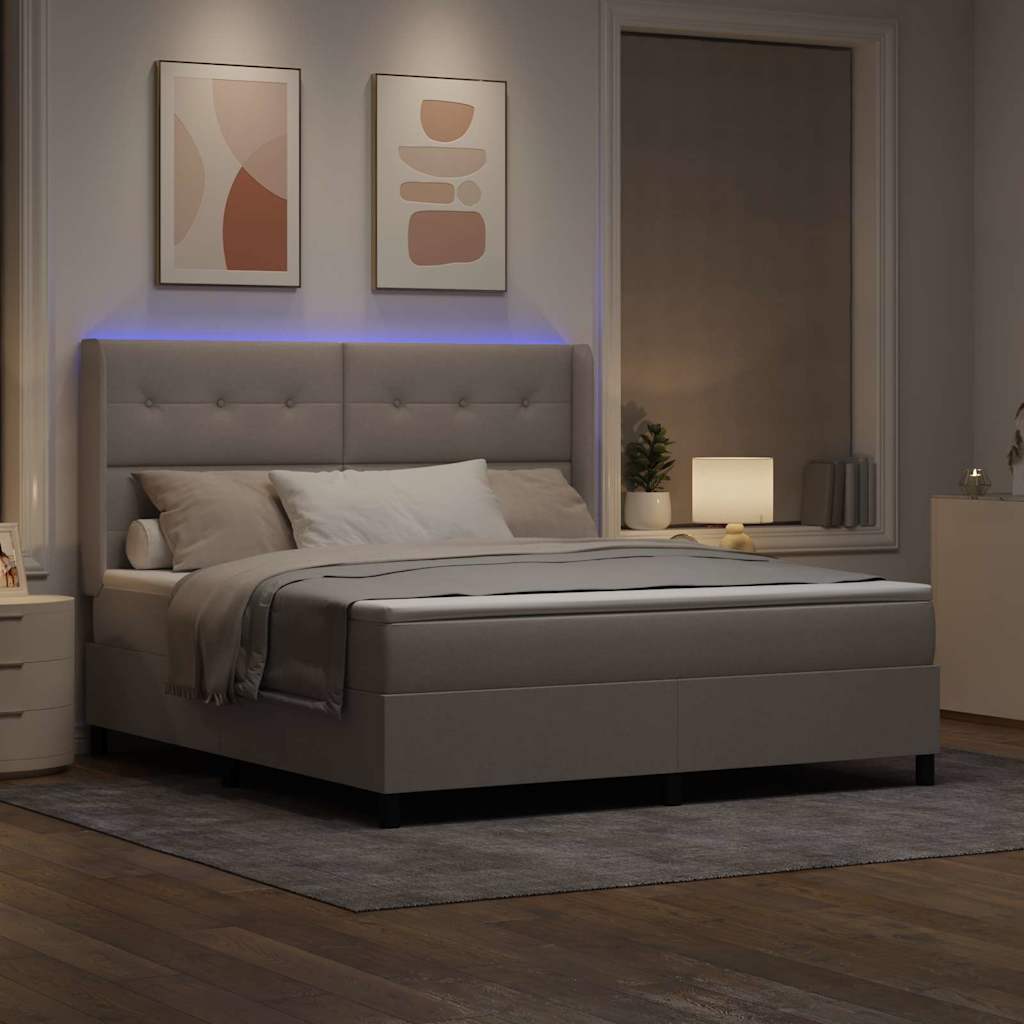 vidaXL Łóżko z sprężyną LED Ciemnoszary 180 x 200 cm tkanina
