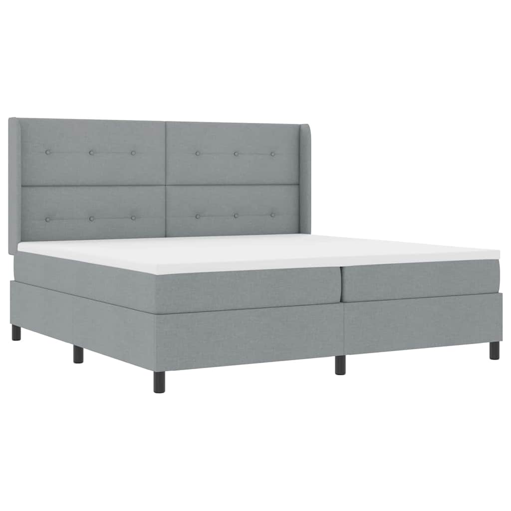 vidaXL Łóżko z sprężyną LED Jasnoszary 200 x 200 cm tkanina