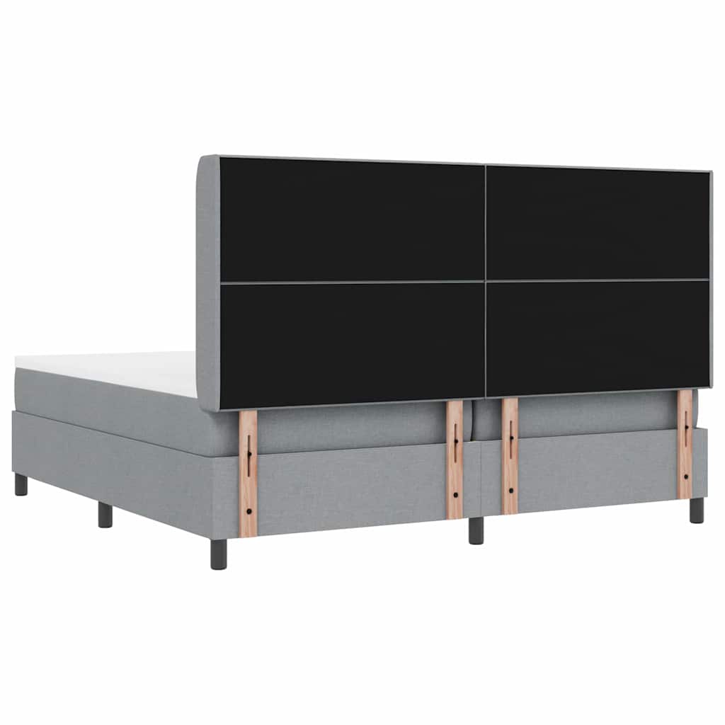 vidaXL Łóżko z sprężyną LED Jasnoszary 200 x 200 cm tkanina