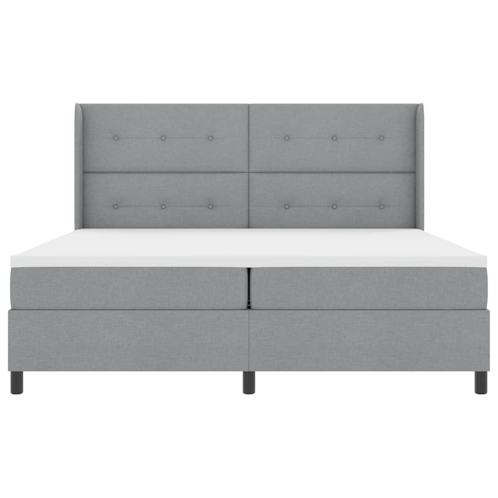 vidaXL Łóżko z sprężyną LED Jasnoszary 200 x 200 cm tkanina